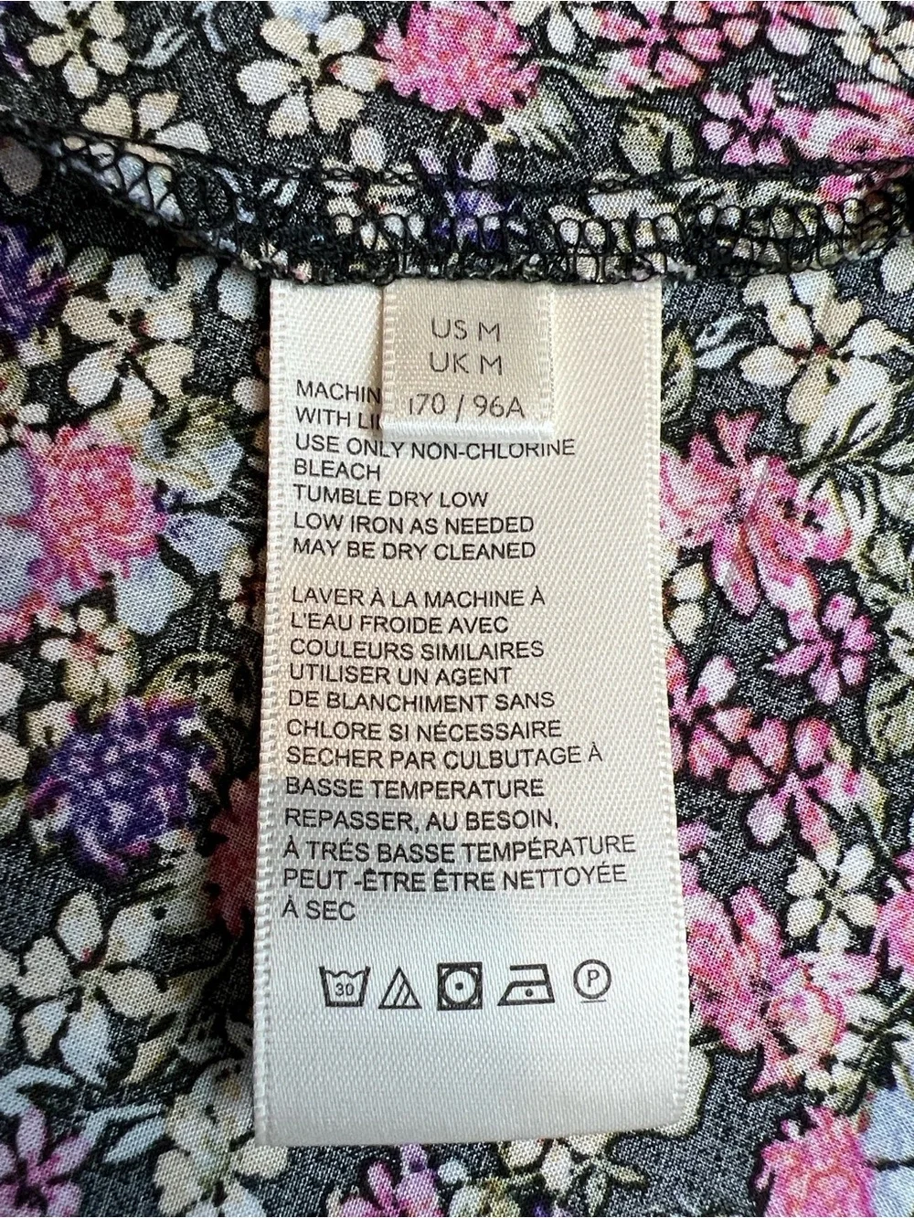 Free people, Maxi floral Bohemian Buttoned Puff Sleeve Black & Pink Dress M